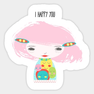 Smiley Face Girl Sticker